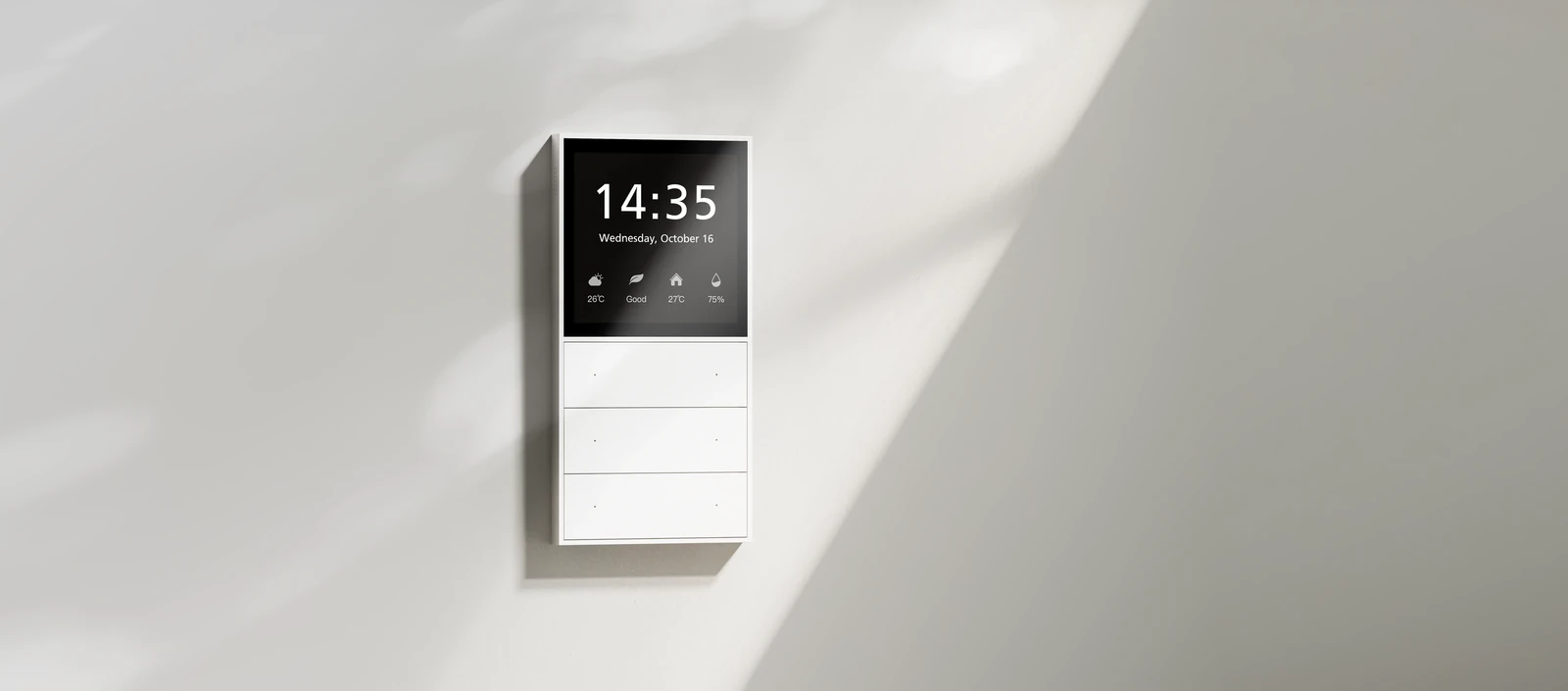 White MixPad S installed on a pale wall in daylight