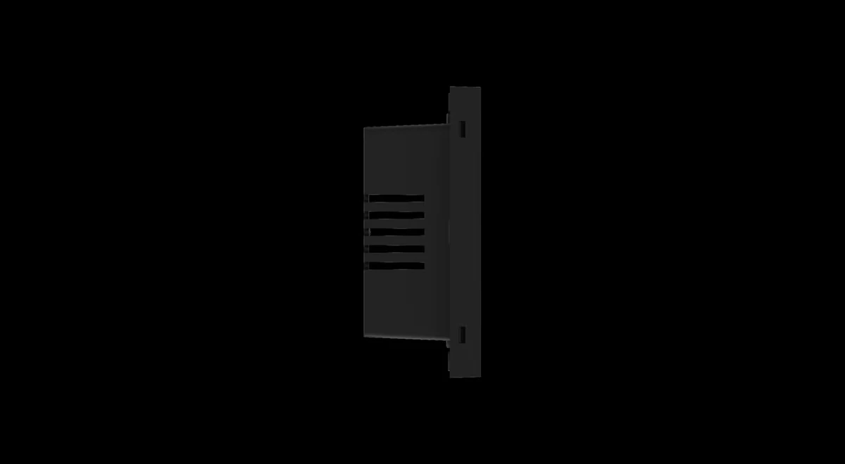 ORVIBO-TS41-Thermostat im Seitenprofil mit Frontpanel und versenktem Einbaukörper